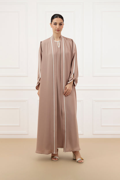 Piping with bow sleeves and contrast piping dress (SET)