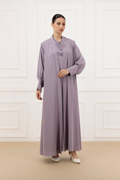 Beaded Pleated elegance abaya with dress (SET)