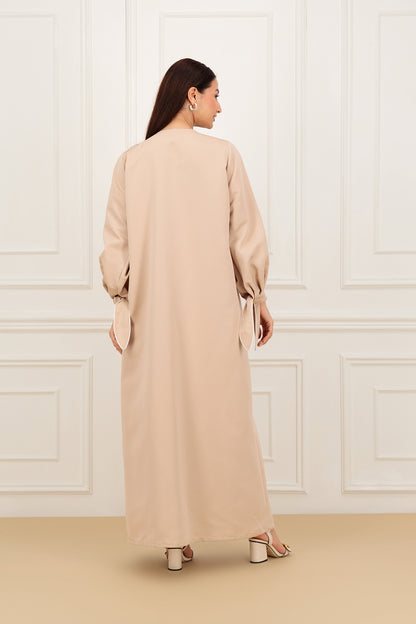 Classic textured bow sleeves abaya