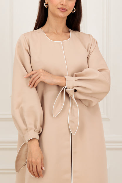 Classic textured bow sleeves abaya