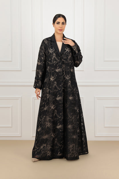 Jacquard organza jacket abaya