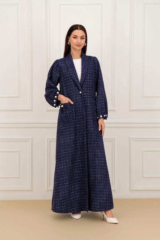 Tweed abaya with pearls