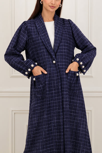 Tweed abaya with pearls