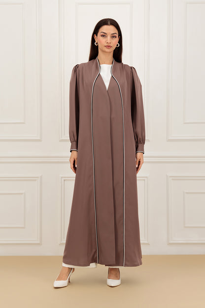 Contrast double piping abaya