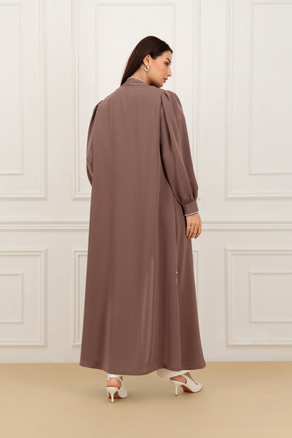 Contrast double piping abaya