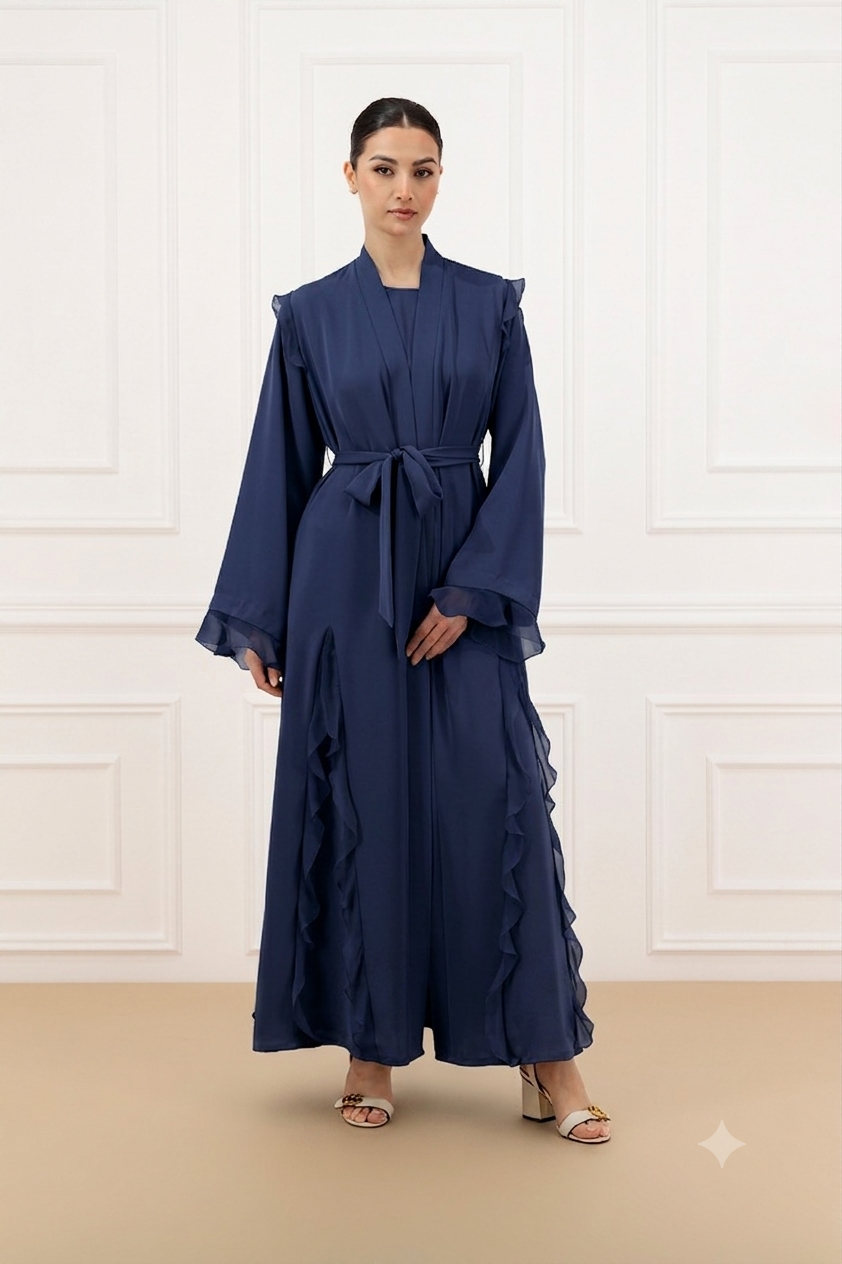 Chiffon ruffled Abaya