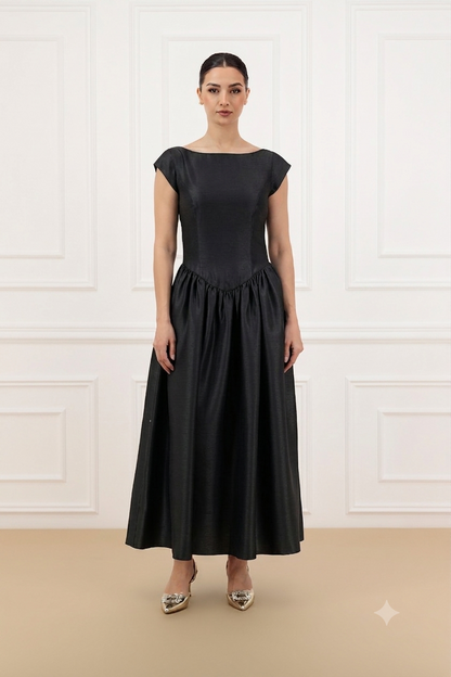 Signatured Shantung abaya and dress Set