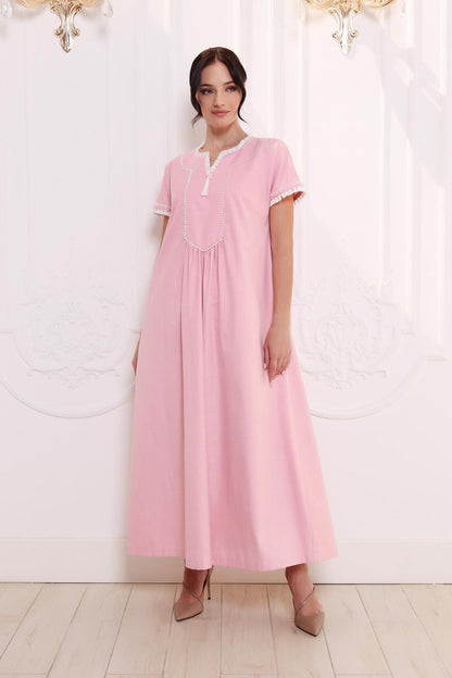 Coral pink cotton dress