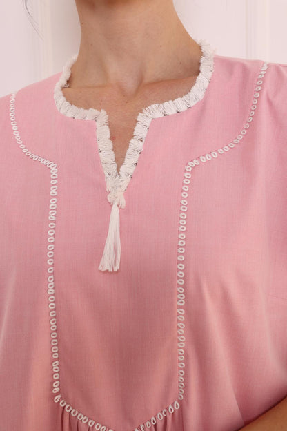 Coral pink cotton dress