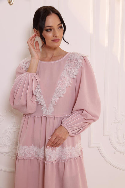 Pale pink crinkled dress