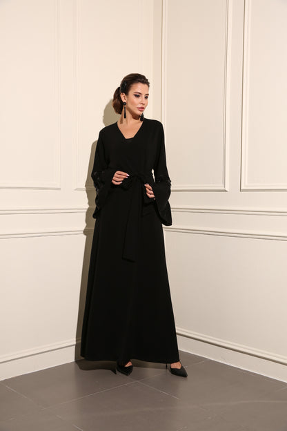 Beaded Tassel sleeve abaya with belt