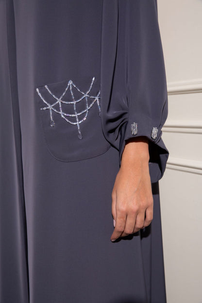 Classic abaya with hand embellished pockets
