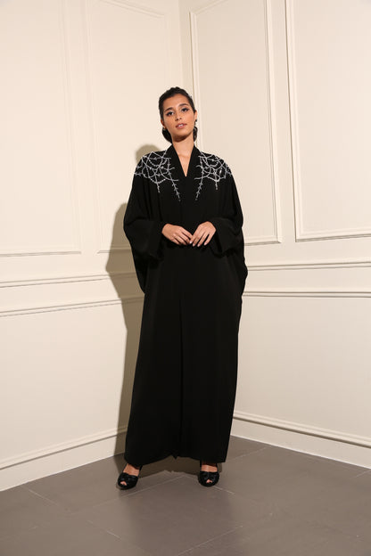 Classic farasha abaya with chandelier hand embellishment