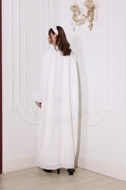 Striped textured farasha cut abaya