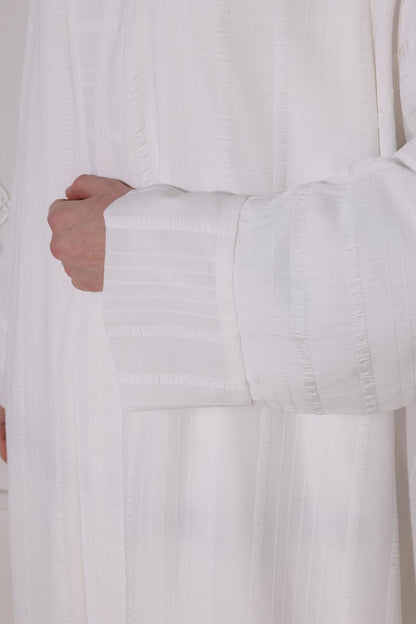 Striped textured farasha cut abaya