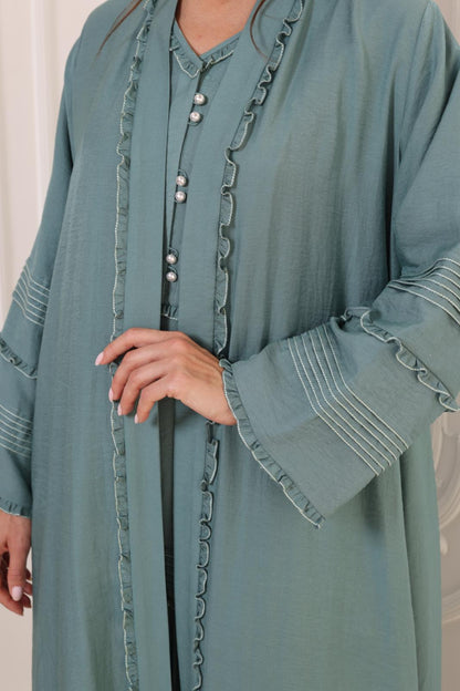Green shimmer abaya
