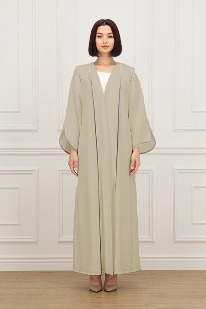 Round neck Ombre piping detail Abaya