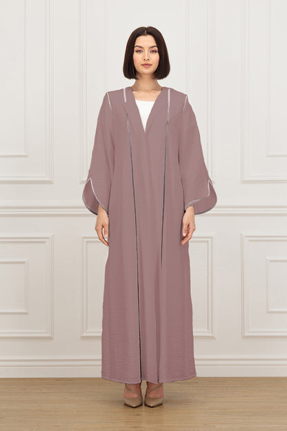 Round neck Ombre piping detail Abaya