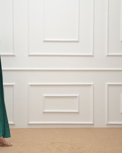 Embroidered Stripe Silk Abaya Set