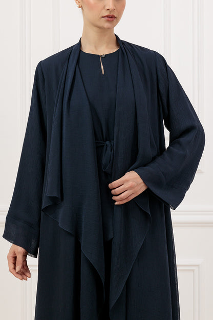 Wrinkle chiffon wide collar abaya and dress (set)