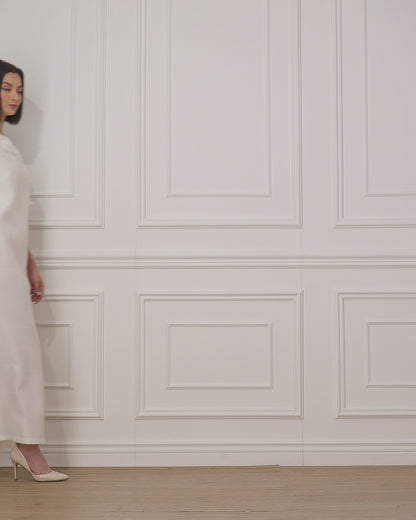 A-line Dress with Jacquard Balloon sleeves