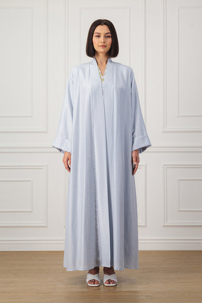 A-line flared back Abaya in Shimmer Linen