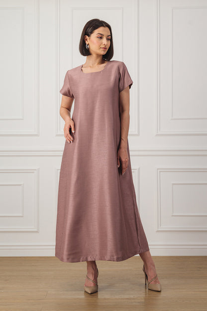 A-line flared back Abaya with feather