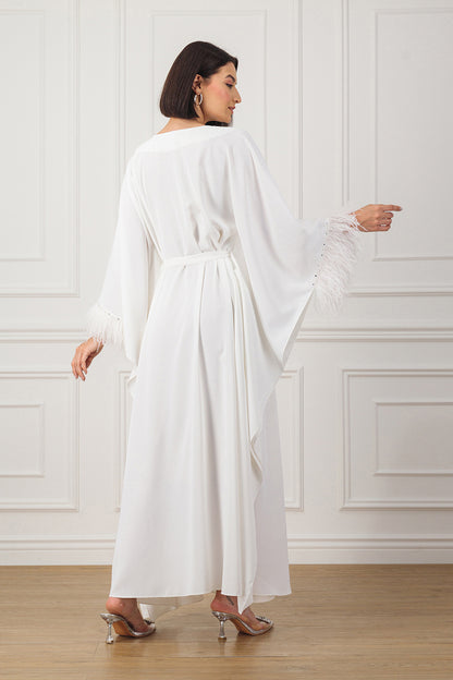 Farasha cut Kaftan with feather detail