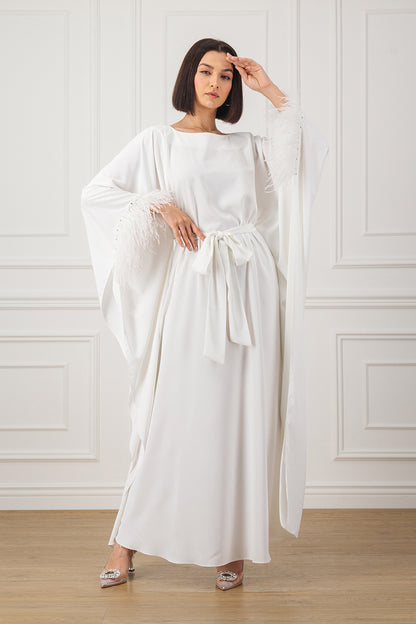 Farasha cut Kaftan with feather detail
