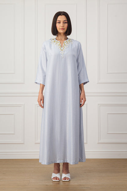 Deep-V neck embellished dress