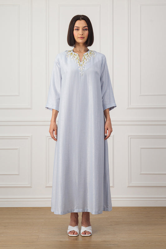 Deep-V neck embellished dress
