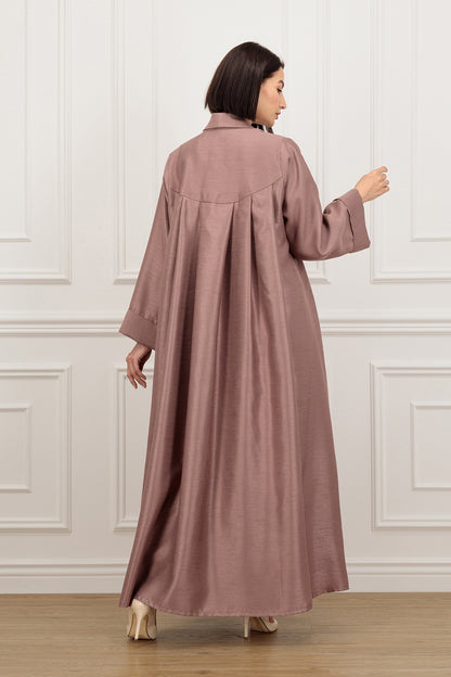Box pleat on the back Shantung Abaya
