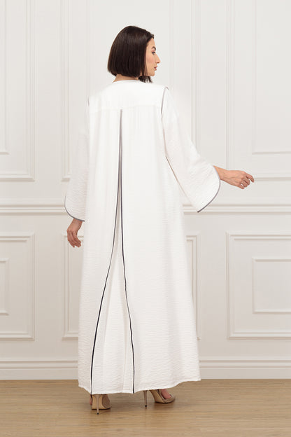 Round neck Ombre piping detail Abaya