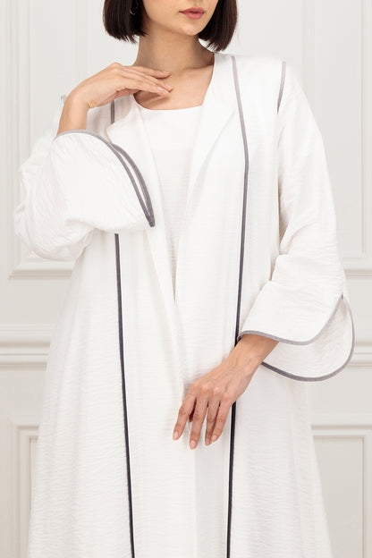 Round neck Ombre piping detail Abaya