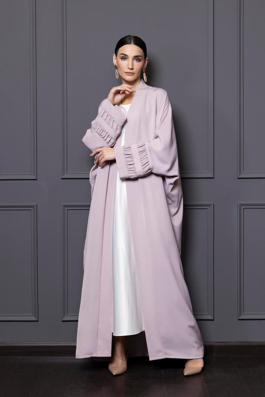 Pale Lavender abaya with gathered details