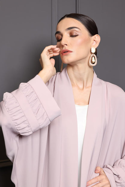 Pale Lavender abaya with gathered details