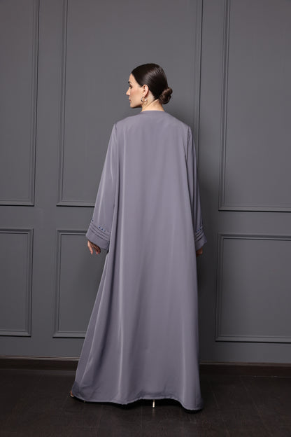Abaya with embellished patch pockets