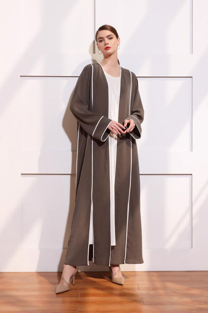 Abaya With Contrast Piping