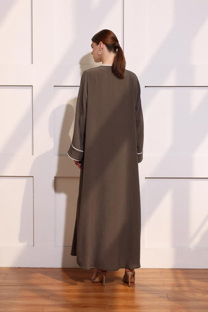 Abaya With Contrast Piping
