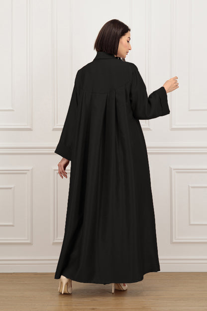 Box pleat on the back Shantung Abaya