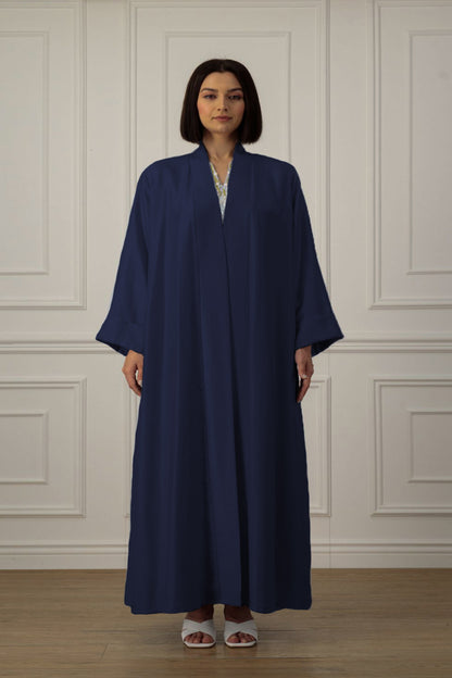 A-line flared back Abaya in Shimmer Linen