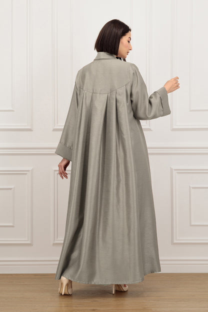 Box pleat on the back Shantung Abaya