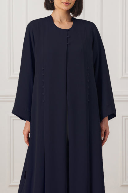 Straight cut Abaya with covered button detail