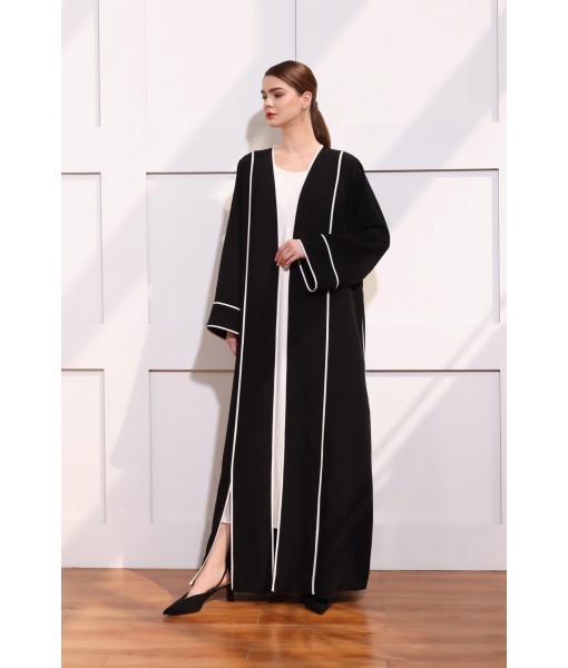 Black abaya with contrast piping  ...