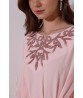 Classic light peach kaftan with ribbon embroidery 