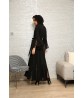  Black abaya with flared tulle panels 