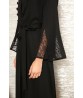  Black abaya with flared tulle panels 