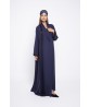 Navy abaya with classic shawl collar