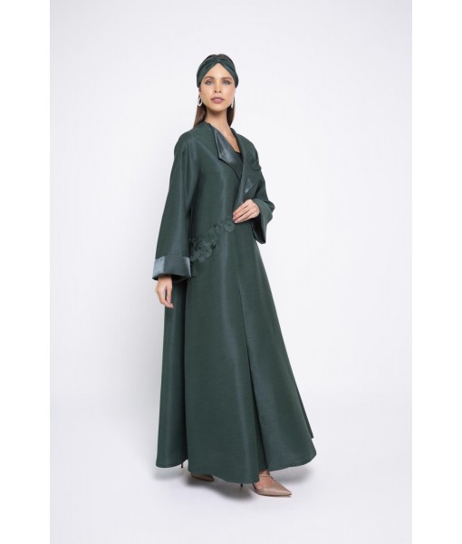 Green abaya with fabric manipulation details
