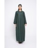 Green abaya with round shape sleeve and front details